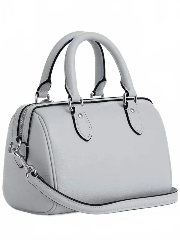 Coach Mini Rowan Crossbody Bag With Charms Pebbled Leather/Silver/Ice Blue NEW - Image 5