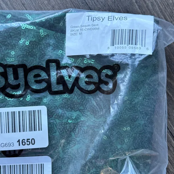 NEW Tipsy Elves Emerald Green Sequin Mini Skirt Medium High Waist Party Holiday - Image 5