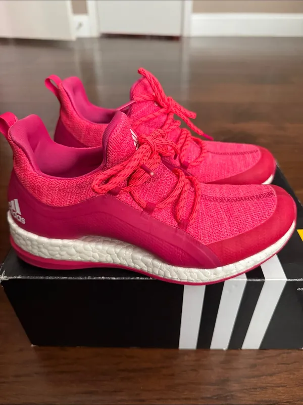 Adidas Hot Pink Knit Lace-Up Sneakers - Image 2