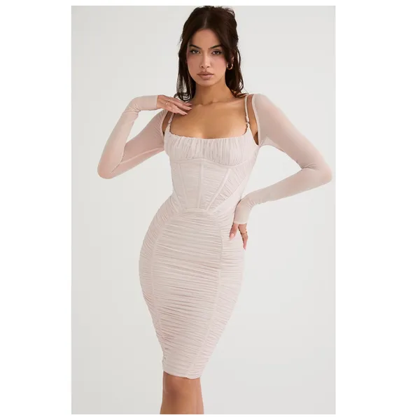 NEW HOUSE OF CB Freyja Crystal Gathered Corset Dress Size Small - Image 4