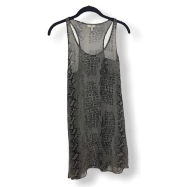 Joie Sheer Animal Print Racerback Tank Top Women’s Size Small Gray Long Layering - Image 2