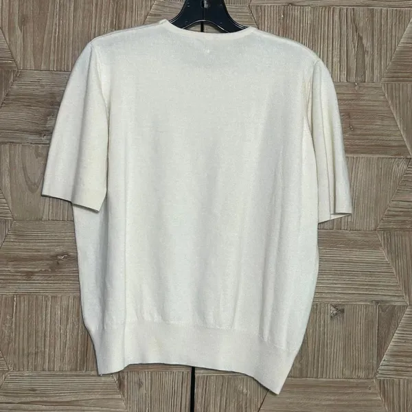 Women's Cream Short Sleeve Sweater Size S/M Light Academia - Image 3