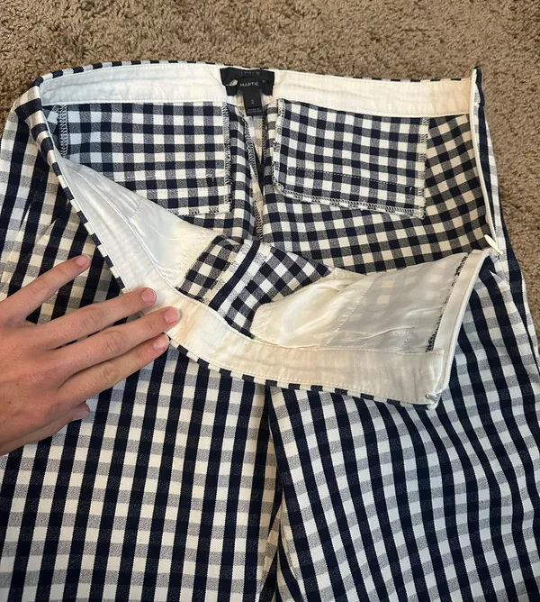 Navy and White J Crew Checkered Tailored Slacks - Image 3