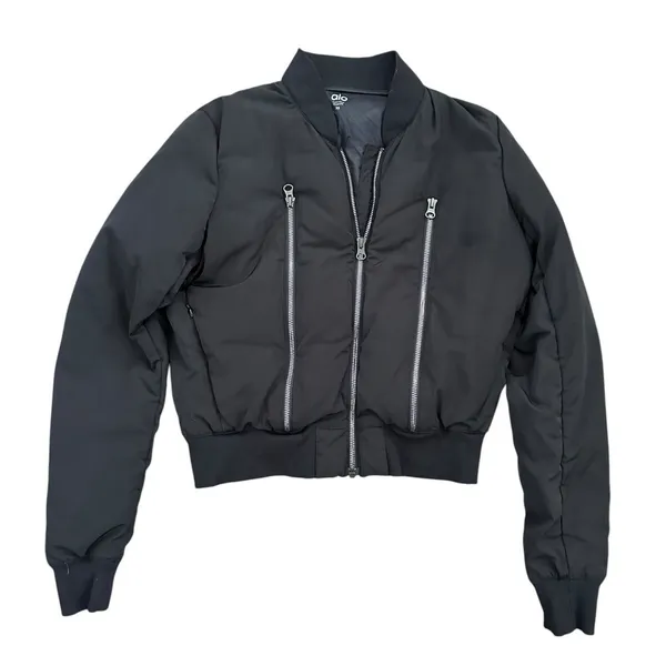 ALO Yoga Off Duty Bomber Down Filled Puffer Athleisure Classic black size XS - Image 3
