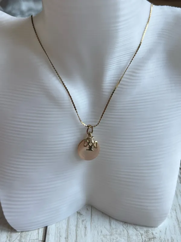 Vintage Tory Burch Gold Initial Disc Pendant Necklace - Image 2