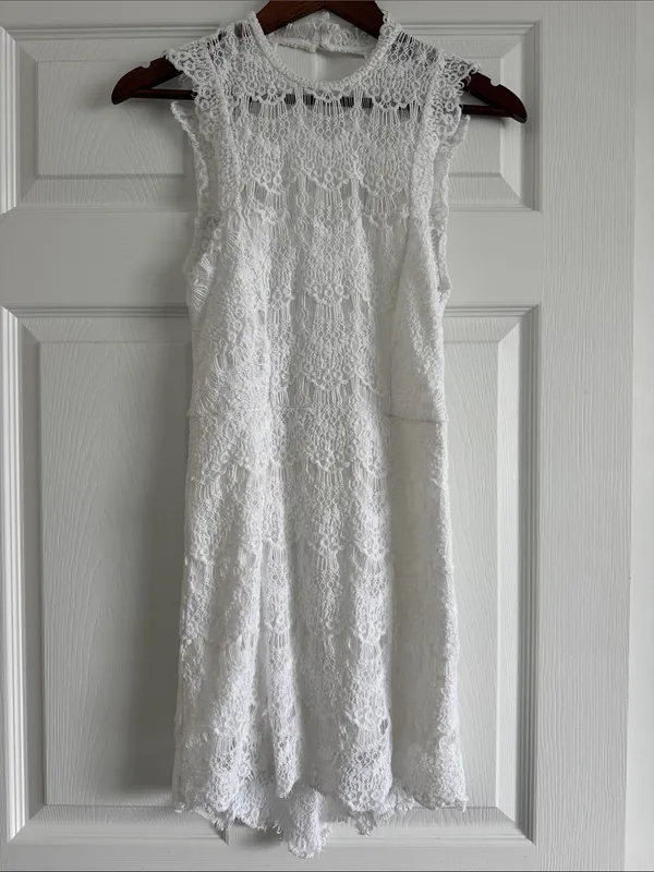 Free People Intimately White Lace Backless Mini Dress Small Bridal - Image 2
