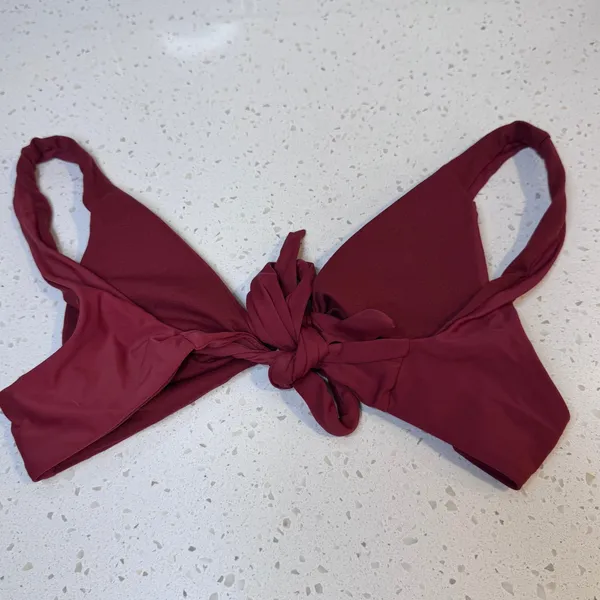 Becca‎ by Rebecca Virtue Womens Burgundy Front Tie Bikini Top Size Small S - Image 2
