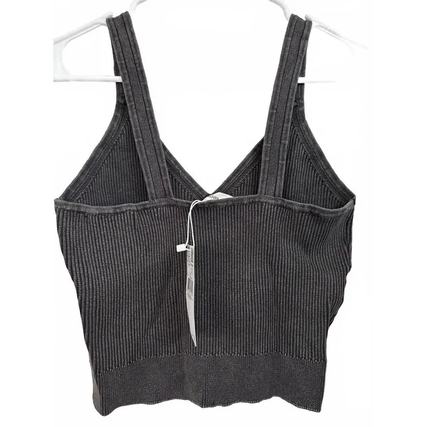 Mango Cotton V-Neck Tank Strap Top Choco Charcoal NWT Teens Medium - Image 4