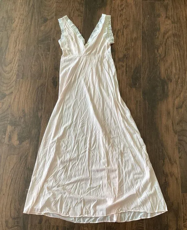 Vintage Faux Wrap Nightgown Pink Size M - Image 8