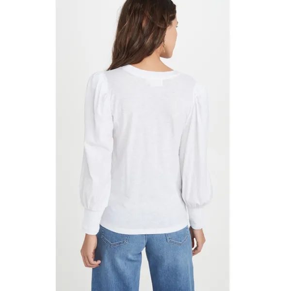 Nation LTD Loren Smocked Tee in White - Image 3