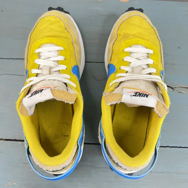 Nike Waffle One Yellow Blue Suede Mesh Sneakers DH9523-700 Womens 6.5 - Image 8
