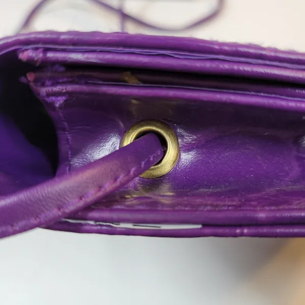 Vintage Dover Crossbody Bag Womens Purple Embossed Animal Print Mirror Purse - Image 11