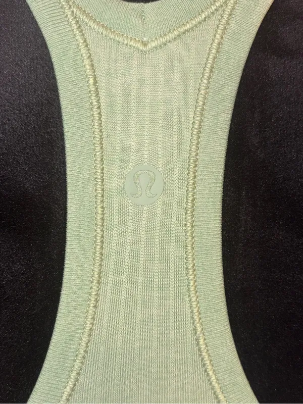 Lululemon Ribbed Sage Green Scoop Neck Tank Top with Built in Bra - Image 5