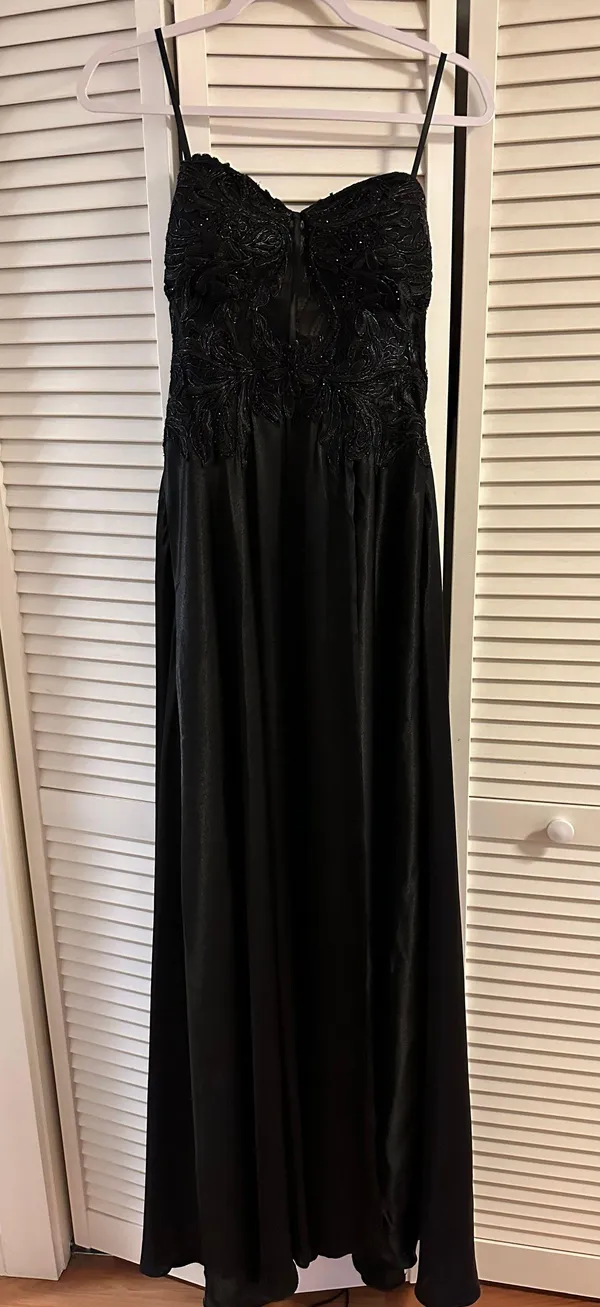 David’s Bridal Strapless Black Prom Dress - Image 2