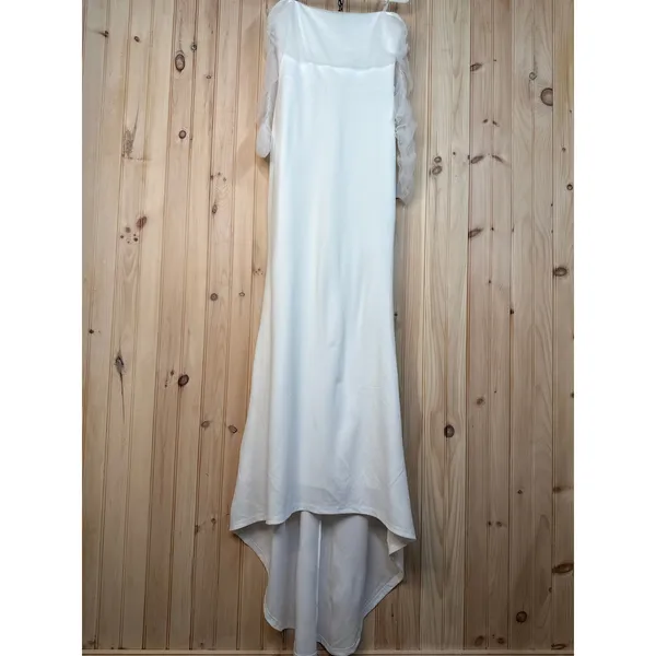 Lulus Beautifully Beloved White Mesh Off-the-Shoulder Maxi Dress Elegant Medium - Image 4