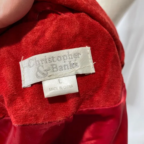 Vintage Christopher & Banks red suede leather jacket large - Image 10