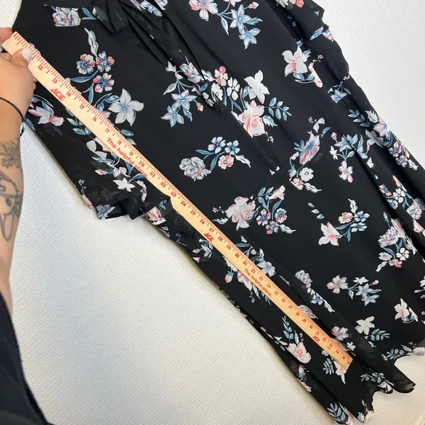 Torrid Black Floral Chiffon Tie Neck Flutter Sleeve Mini Dress Plus Size 18 - Image 6