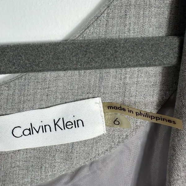 Calvin Klein Gray Fit & Flare Dress Size‎ 6 Sleeveless Belted A-Line Career - Image 7