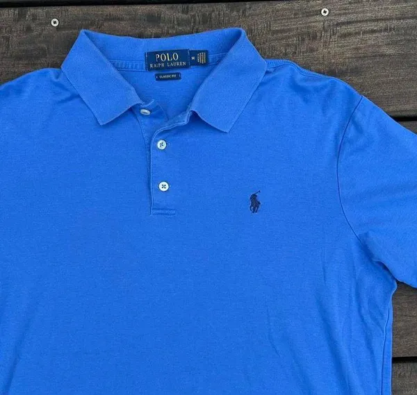 Bright Blue Modern Polo Ralph Lauren Polo Shirt w/ Embroidered Logo - Image 2