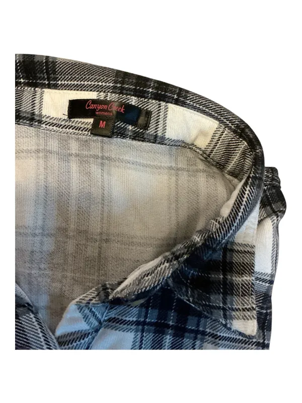 Canyon Creek Black & White Plaid Button-Down Flannel Shirt - Women's Medium - Image 3