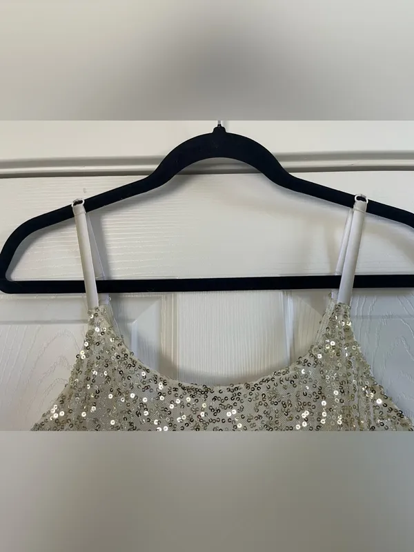 Women’s Free People Intimately Sheer Gold Sequin Slip Dress Size M - Image 3