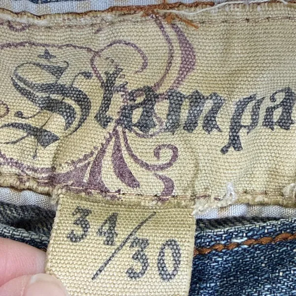Stampa Jeans Vintage Y2K Embroidery Skater Jeans Hip Hop Denim 34x30 Medium Wash - Image 3