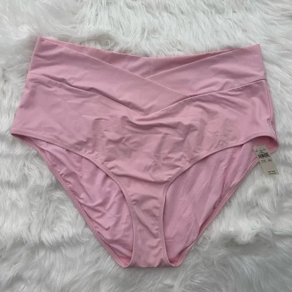 Aerie High Rise Full Coverage Crossover Bikini Bottom Bloom Size XXL - Image 3