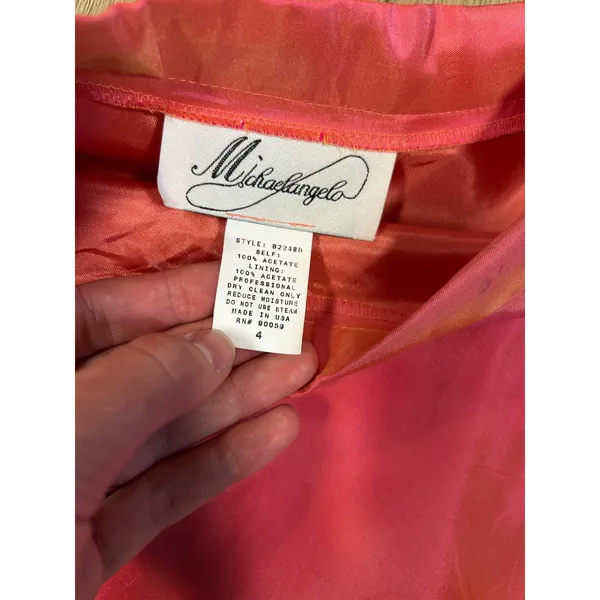 Vintage Michaelangelo Pink Iridescent Circle Skirt Made in USA Size 4 High Waist - Image 5