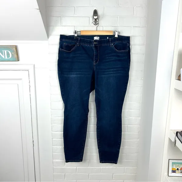 Wonderly Dark Wash Plus Size Skinny Jeans - Image 2