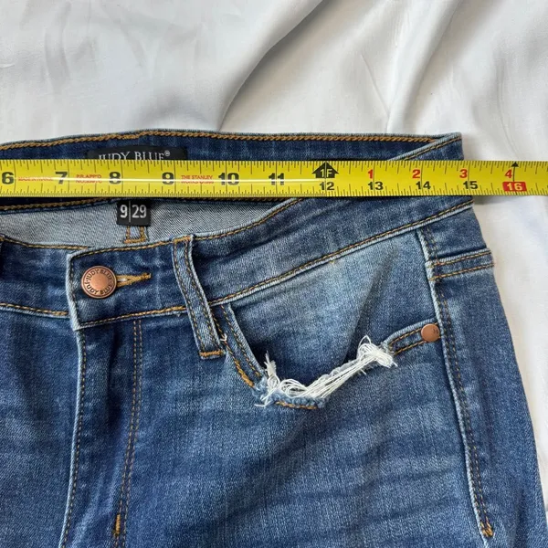 9/29 Judy Blue‎ Jeans Ripped Denim Skinny High Waisted Medium Blue JB82147MD - Image 9