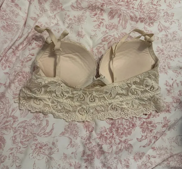 Lace Longline Push-Up Bra - Cream color Small - Image 3