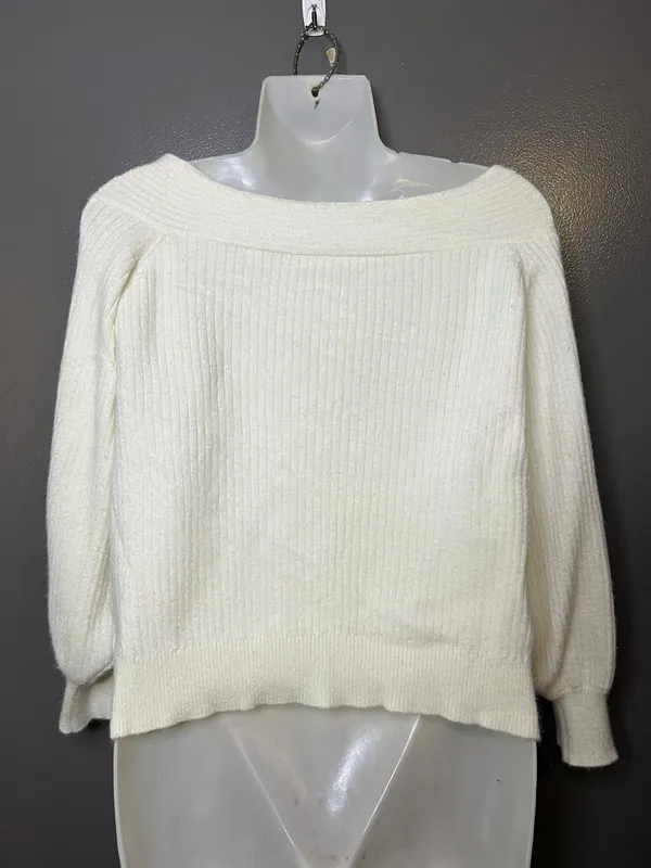 Moth Anthropologie Sweater Womens Small White Boat Neck Balloon Sleeve Knit - Image 6
