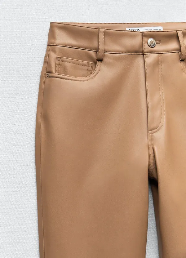 Faux Leather Mini Flare Pants - Image 3