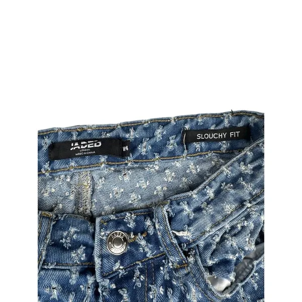 Jaded London - Distressed & Faded Wide Leg Denim Jeans in Blue & White - Image 3