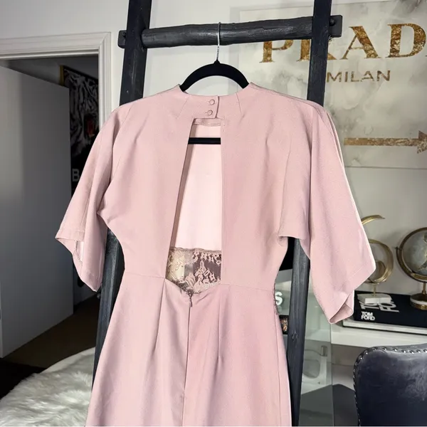 ASOS Blush Pink Lace Panel Mini Dress Open Back Soft Kimono Sleeves Womens 0 New - Image 10