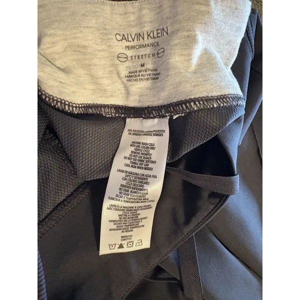 Calvin Klein Performance Dark Grey Jogger Pants CK Logo Zip Pockets Stretch M - Image 7