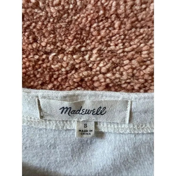 Madewell Lace Up 3/4 Sleeve Pullover Top Off White Casual Cotton Blend - Image 2