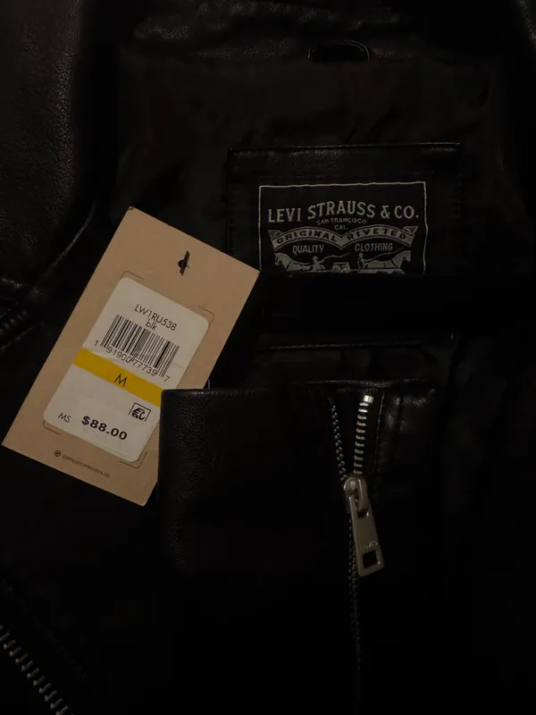 Women’s Levi’s Faux Leather Moto Black Jacket - Image 6