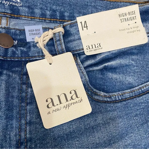A.N.A. High Rise Straight Leg Jeans in Medium Bloom Size 14 NWT - Image 11