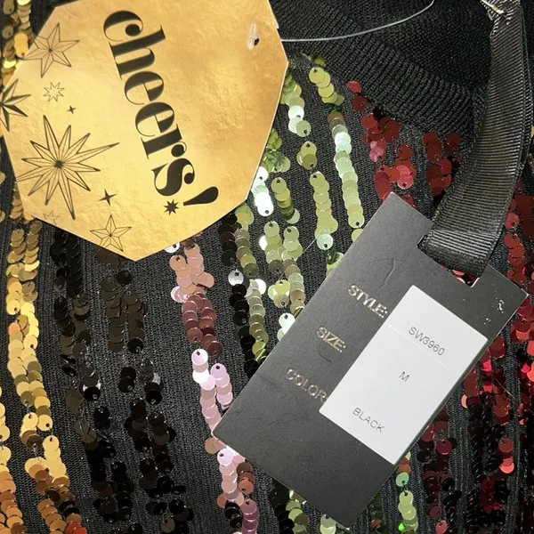 NWT Oliver.O Size M Sequined V Neckline Sweater Black Size M - Image 12