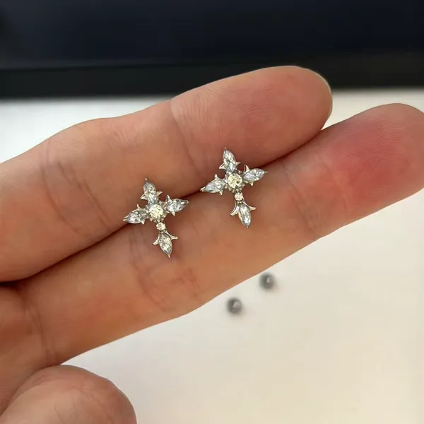 CZ Cross Stud Earrings for Men Women Streetwear Punk Hip Hop Unisex Style - Image 6
