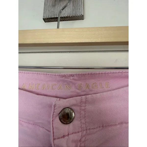 American Eagle Women’s 6 Super High Rise Baggy Wide Leg Cargo Pants Pink - Image 2