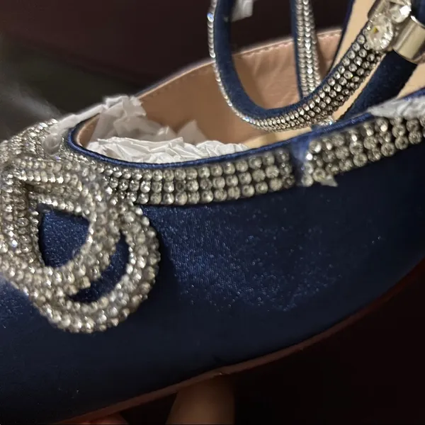 Blue and Silver Stiletto Heels with Rhinestone Embellishments - Image 7
