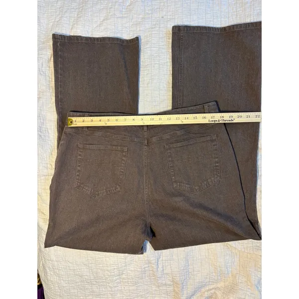 J. Jill Tried & True Fit Brown Stretch Denim Wide Leg Pants Size 16 83151035 - Image 3