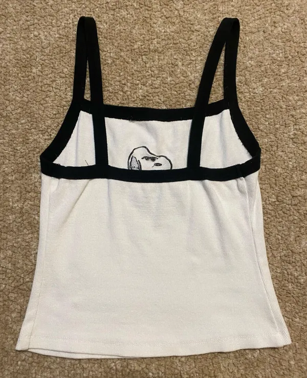 Peanuts Snoopy Y2K Tank Top White Size XS - Image 3