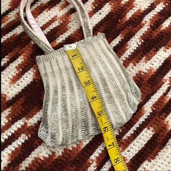 1 Madison Vintage 90s Fairy Glam Coquette Sequin Beaded Mini Clutch Hand Bag Purse Strap #magical #whimsy #cottagecore Measurement in pics - Image 3