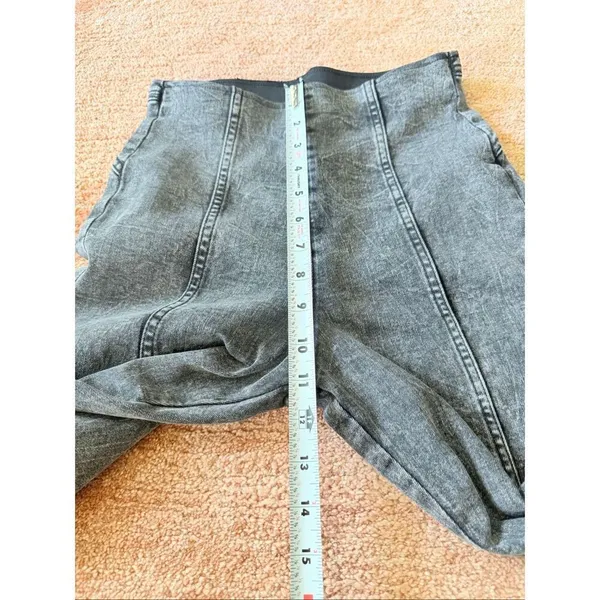 Forever 21 Premium High Rise Flare Jeans Gray Acid Wash Stretch Pull On Pants S - Image 7