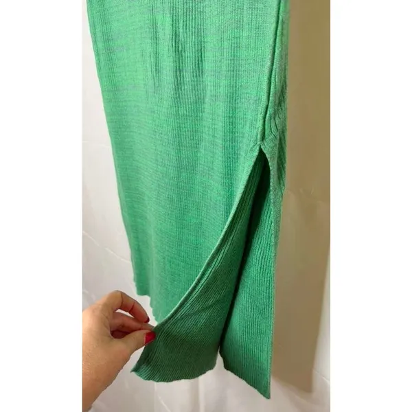 Free People Golden Hour Knit Midi Skirt Green Sz S - Image 6