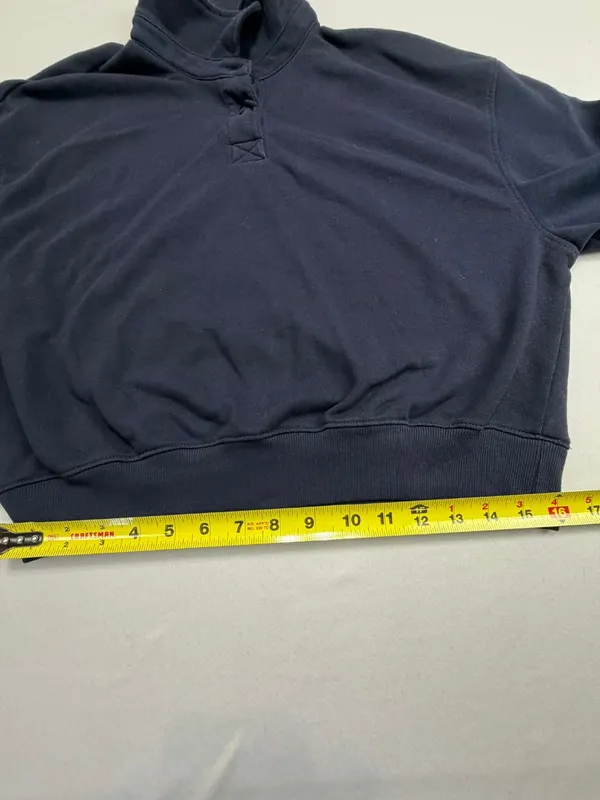 H&M Divided Cropped Half-Snap Mock Neck Sweatshirt in Navy Blue - Image 6