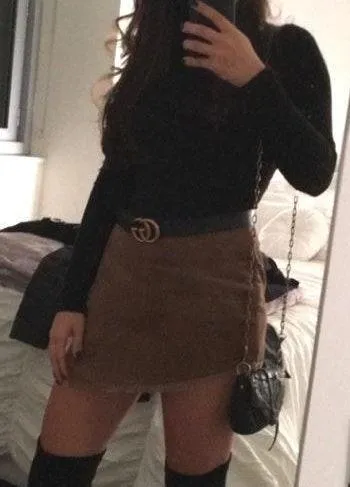 Cotton Candy LA Brown Corduroy Skort - Image 2